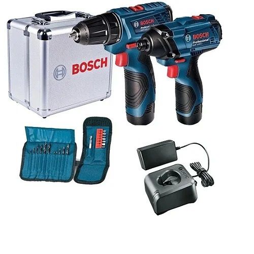 Kit Parafusadeira GSR 120 LI e Chave de Impacto GDR 120 LI 12v 2 Baterias e Maleta de Alumínio Bosch