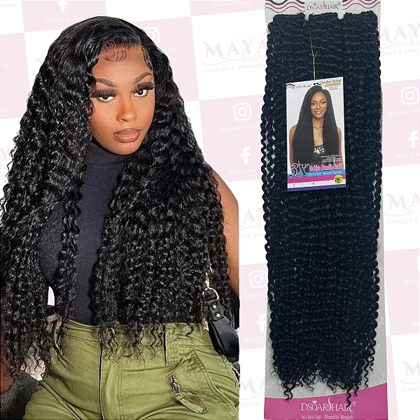 Cabelo Orgânico Cacheado 3x Bahiya Bundle Braids Crochet