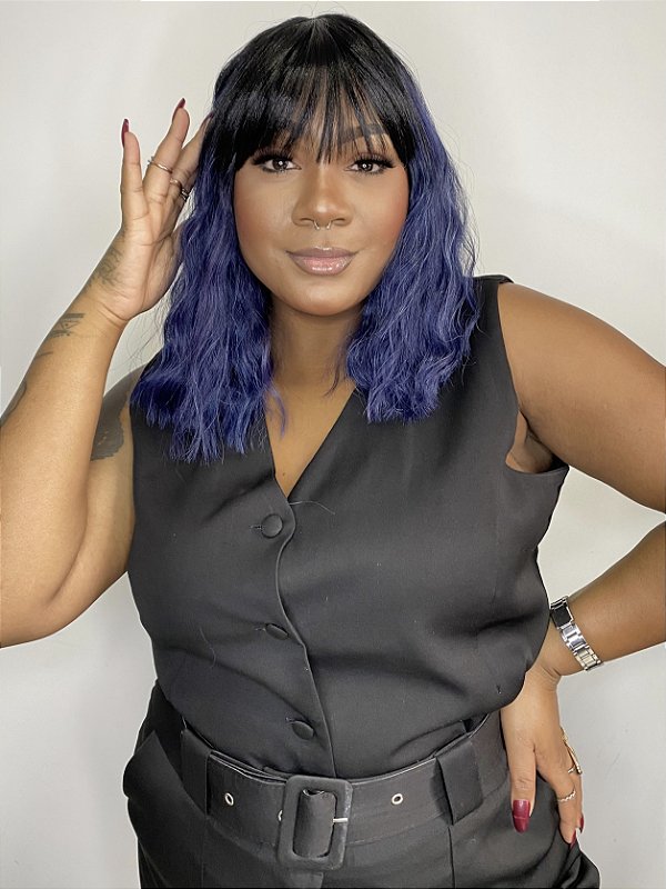 Wig Lua Ondulada Curta Fibra Orgânica