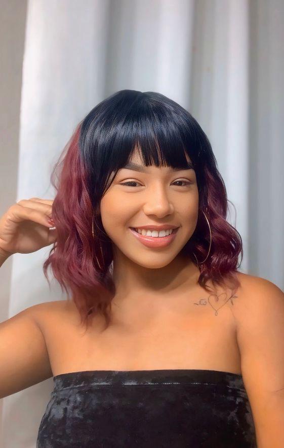 Wig Lua Ondulada Curta Fibra Orgânica
