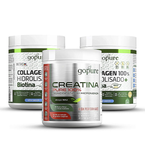 Kit 2 Colágeno 100% Hidrolisado + Creatina 100% Monohidratada