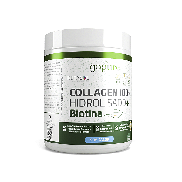 Collagen 100% Hidrolisado 300G com Biotina + Vitaminas