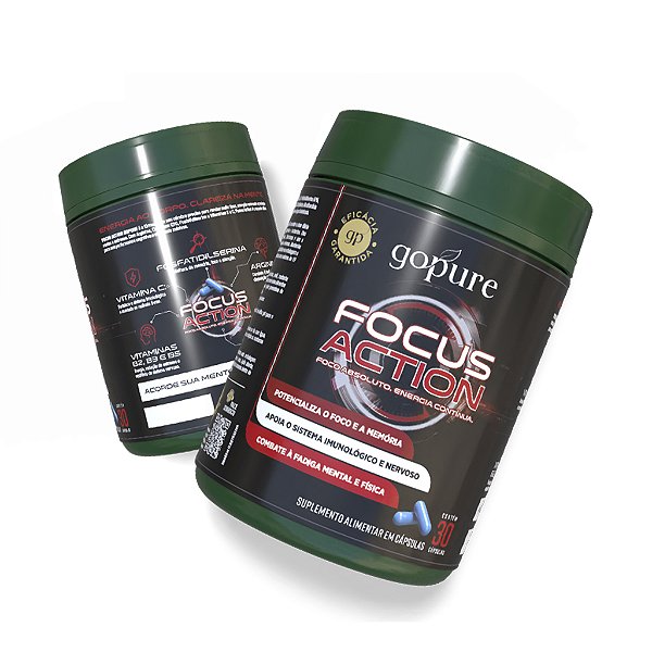 Compre 1, LEVE 2 - FOCUS GoPure – Foco Concentração Memória Agilidade - TDAH + Vitaminas