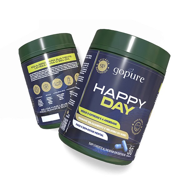 Compre 1, LEVE 2 - Happy Day GoPure – Suplemento para Aumentar Foco, Reduzir Stress e Ansiedade