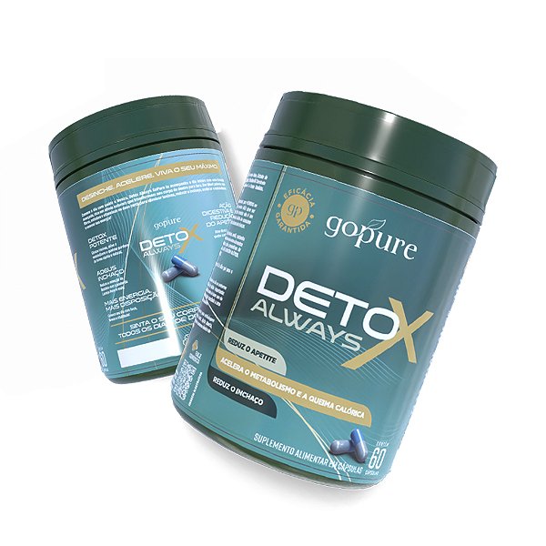 Compre 1, LEVE 2 - Detox Always GoPure – Suplemento p/ Reduzir Apetite, Desinchar, Perda de Peso, Emagrecimento