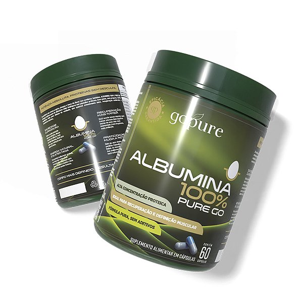 Compre 1, LEVE 2 - Albumina 100% Pura GoPure – Suplemento Proteico de Clara de Ovo Natural para Massa Muscular