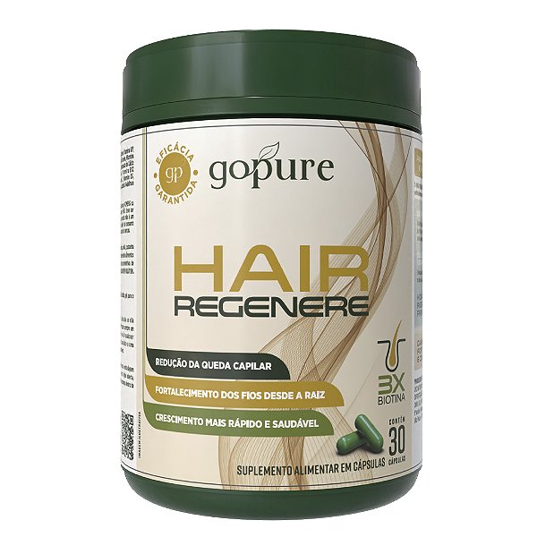 GoPure Hair Regenere – Redução da Queda e Crescimento do Cabelo Acelerado - 3X Biotina