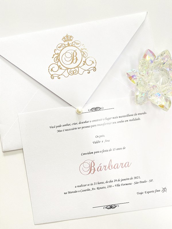 Convite Carta - Papel Alvura + Hot Stamping Capa
