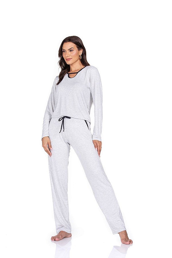 Pijama Longo Feminino Em Malha Inverno Paty