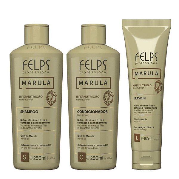 Felps Marula Nutrição Kit Home Care Shampoo, Condicionador e Leave-in
