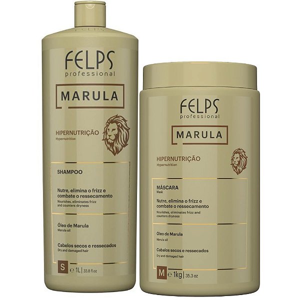 Felps Kit Marula Hipernutrição Shampoo 1 Litro e Máscara 1Kg