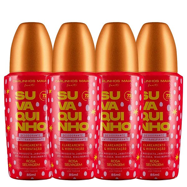 Rosa Selvagem Desodorante Suvaquinho Roll On 85ml - 4 Unidades