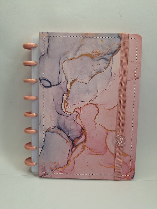 Caderno De Disco Capa Dura Mármore Rosa P