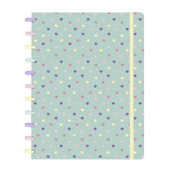 Caderno De Disco Flexível Sweet Corações Verde G