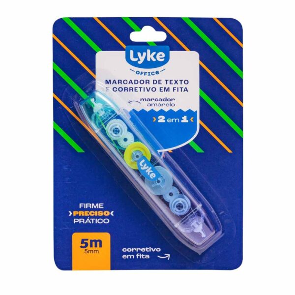 Marca Texto + Fita Corretiva Lyke 5m