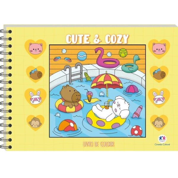 Livro de Colorir Amarelo Cute & Cozy Espiral - Ciranda Cultural