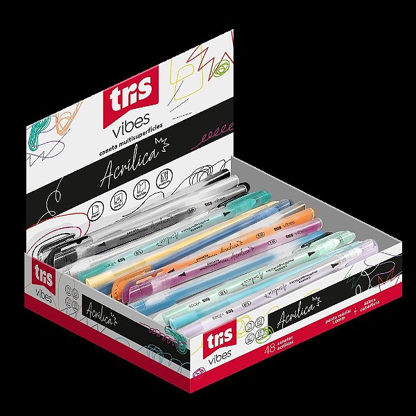 Caneta Acrílica Vibes – 1.0mm – Cores Sortidas – Tris