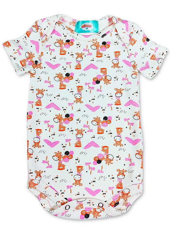 Body Girafinha de Manga Curta WeeKids - Suedine 100% Algodão