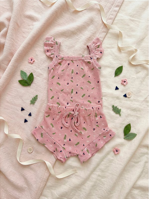 Conjunto WeeKids: Body de Alcinha com Tapa Fralda - Nude Estampado