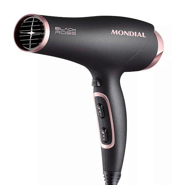 SECADOR DE CABELO MONDIAL BLACK ROSE SC-37 PRETO E ROSA 127V
