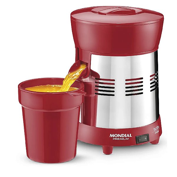 Extrator de Frutas Turbo Premium, Mondial, Vermelho/Inox, 250W, Bivolt - E-24