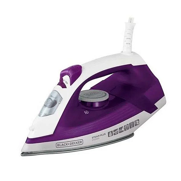 Ferro De Passar Roupa A Vapor Black Decker Com Base Ceramic Gliss Antiaderente Fx2500 Roxo 220v