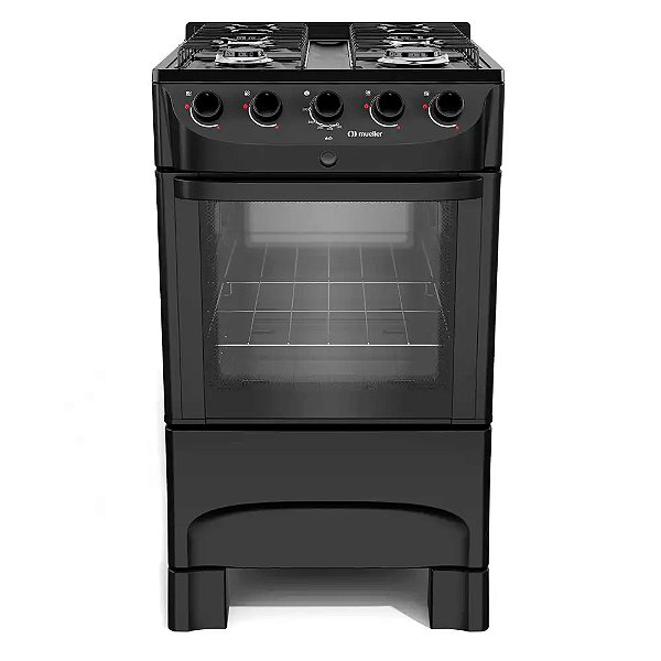 Fogão Mueller Preto Fosco 4 Bocas com Mesa Esmaltada E Acendimento Mfi4bc Bivolt