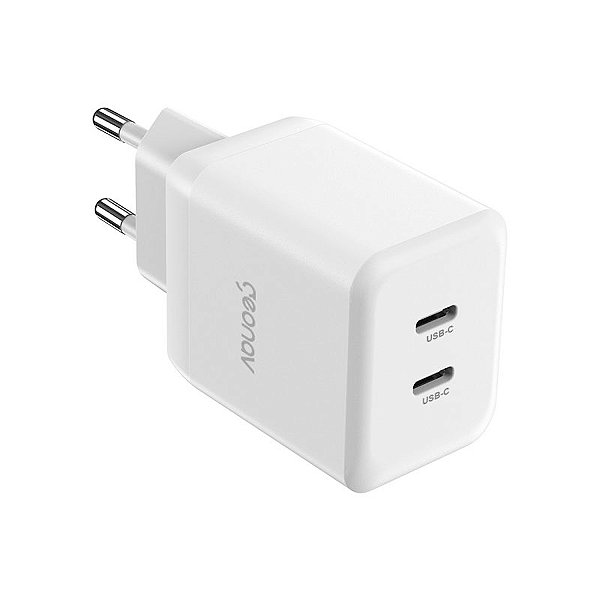 Carregador De Parede Gan 35w Com Duas Portas Usb-C