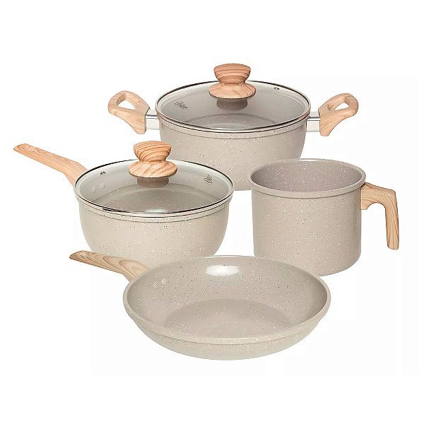 Kit Panelas 4 PeÇAs Marble Edition CerÂMica Cinza Dust Oster