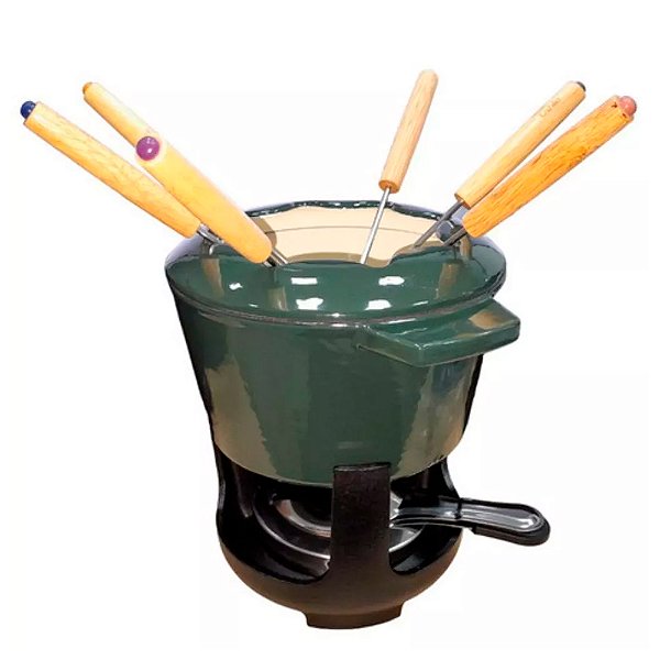 Kit Fondue em Ferro Fundido 10 Peças Henwick Verde Bandeira