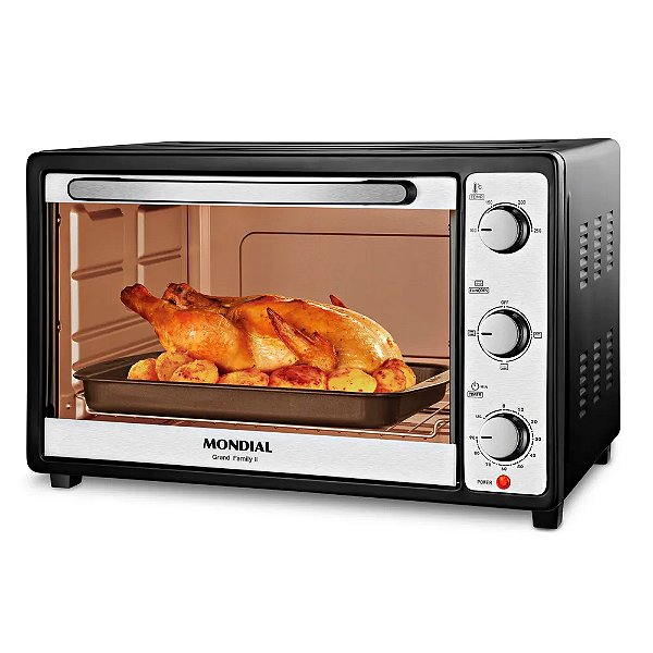 Forno Elétrico Mondial Grand Family Ll Frn-52-b 1800w 220v Preto Inox