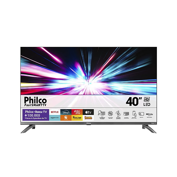 Smart Tv 40'' Philco Led Roku Tv Dolby Áudio Ptv40m9gr2cgb Cinza