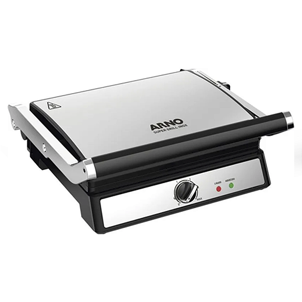 Super Grill e Sanduicheira Arno 180 Graus Antiaderente Ggra Inox - 127v