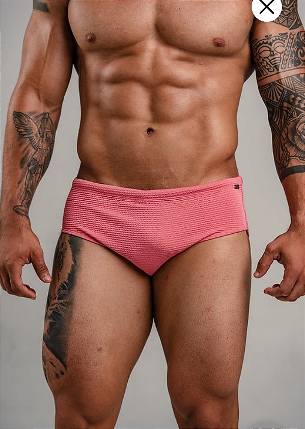 Sunga banho canelada rosa