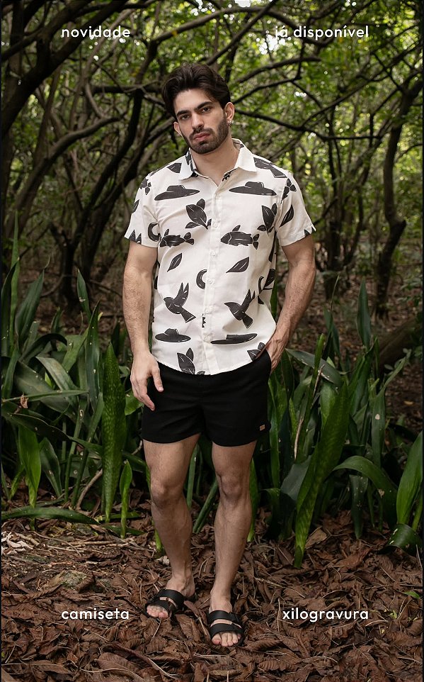 Camisa em linho estampada