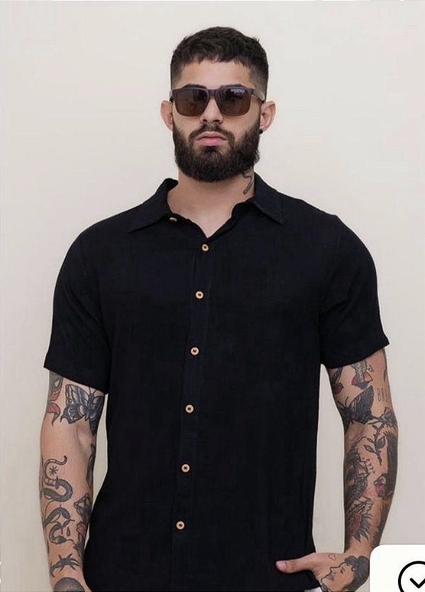 Camisa em viscose preta