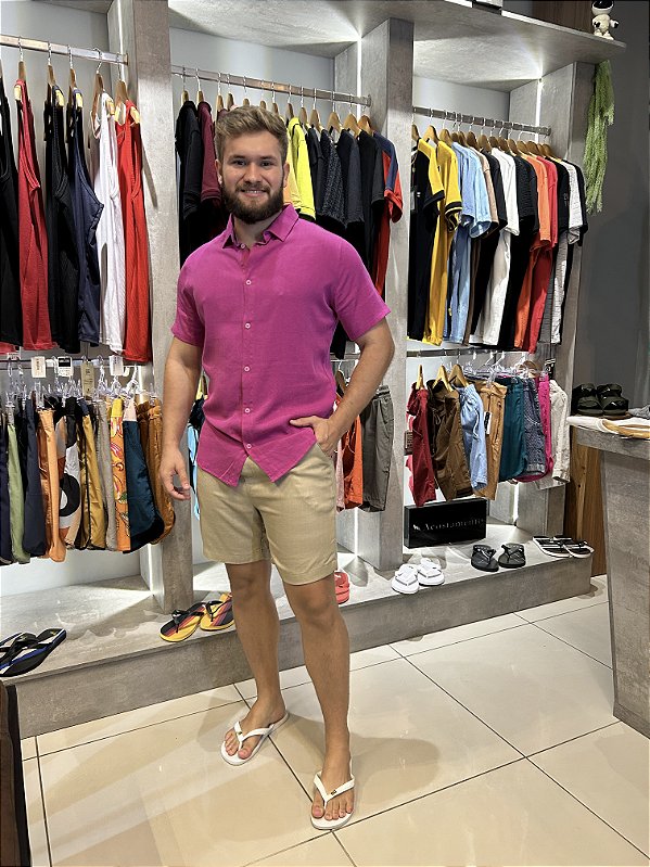 Camisa de botao pink