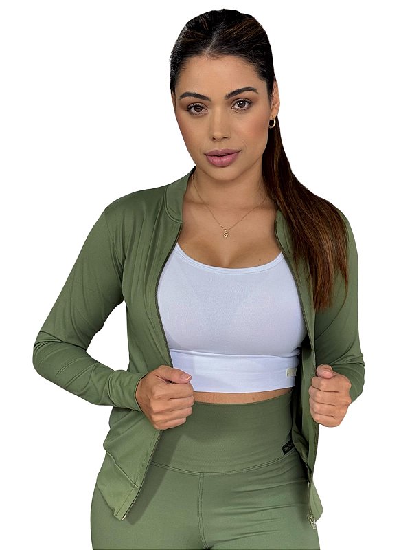 Jaqueta Bomber feminina Manga Longa (Suplex), com bolso, e com zíper