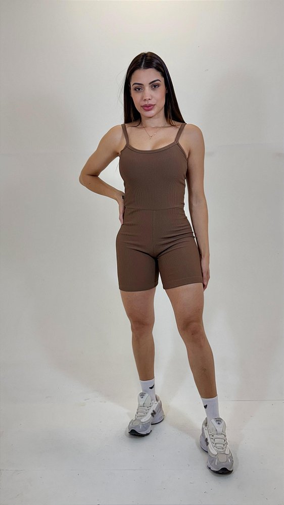 Macaquinho Fitness Linha Paris – Cocoa Brown