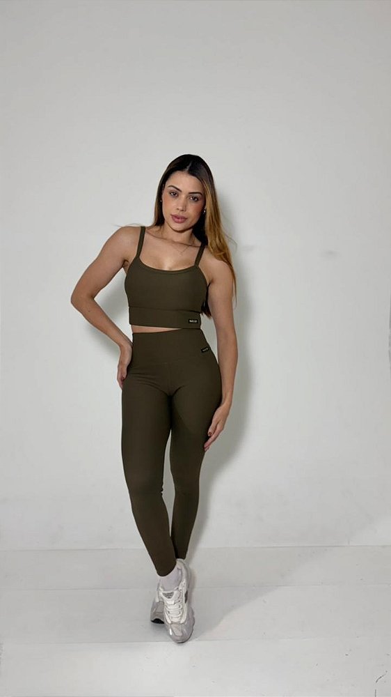 Conjunto Fitness Linha Paris Top + Legging – Marrom Expresso