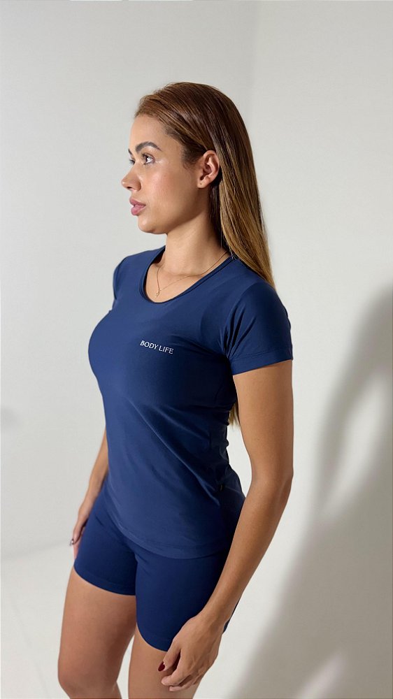 Baby look Poliamida UV - azul marinho