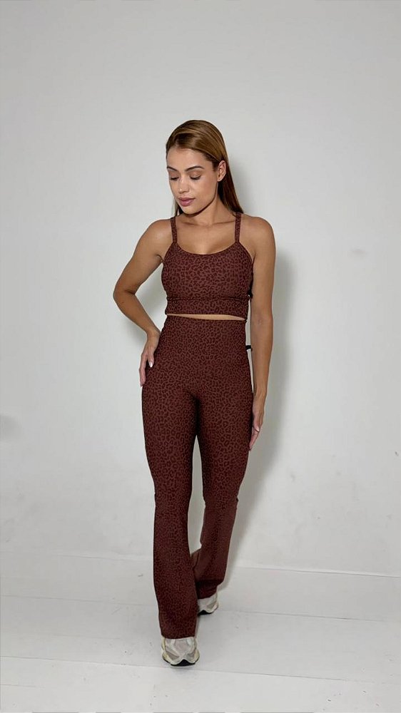 Flare Jacquard Lux - Coleção Animal Print - Cor Capuccino