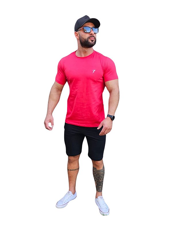 Camiseta Masculina Malha Peruana vermelha