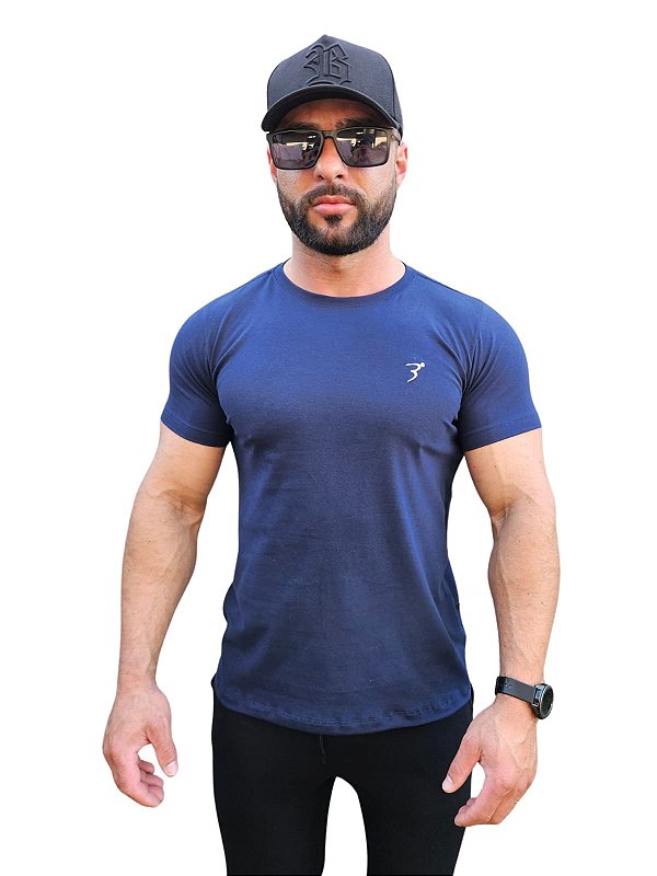 Camiseta Masculina Malha Peruana Azul Marinho