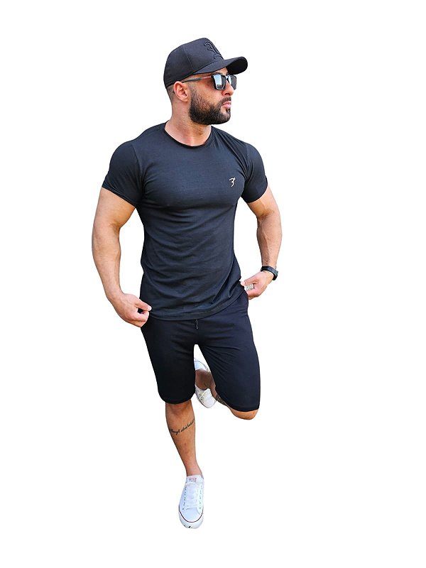 Camiseta Masculina Malha Peruana preto
