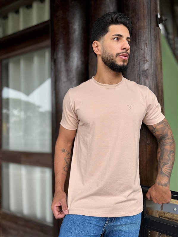 Camiseta Masculina Malha Peruana Nude