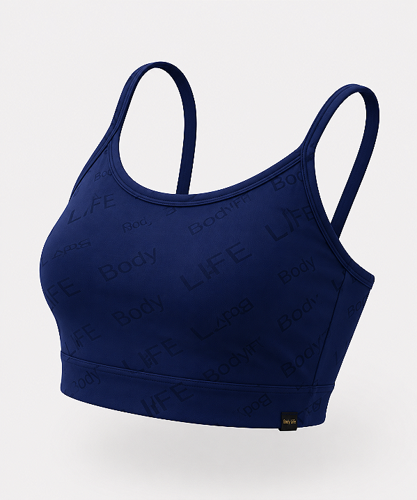 Top cropped, tecido Jacquard Lux Personalizado cor Azul Marinho
