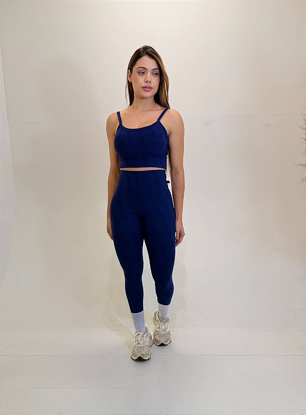 Legging, tecido Jacquard Lux Personalizado cor Azul Marinho