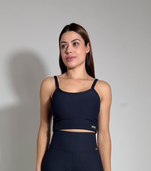 Top Cropped Fitness Linha Paris – Preto
