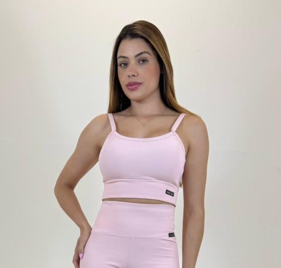 Top Cropped Fitness Linha Paris – Crystal Rose